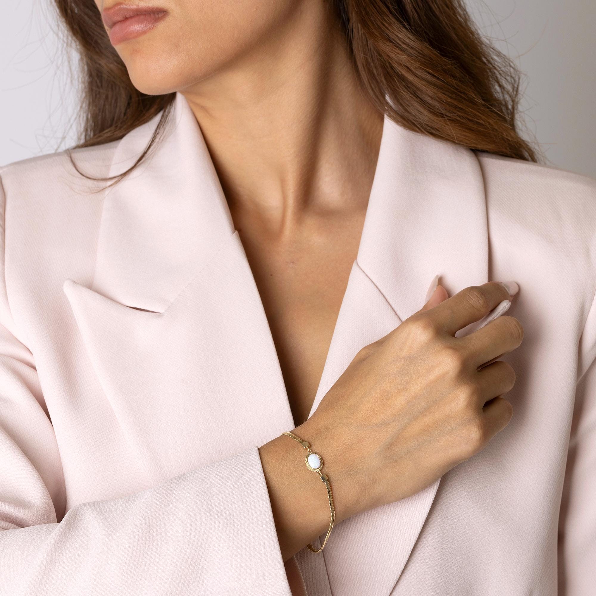 14K Real Gold Opal Bracelet – Elegant Oval Gemstone Jewelry