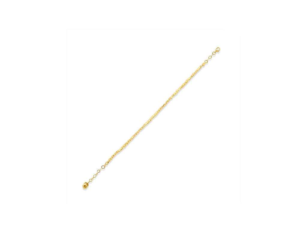 14K Solid Gold Cube Bead Bracelet – 2mm Square Box Chain