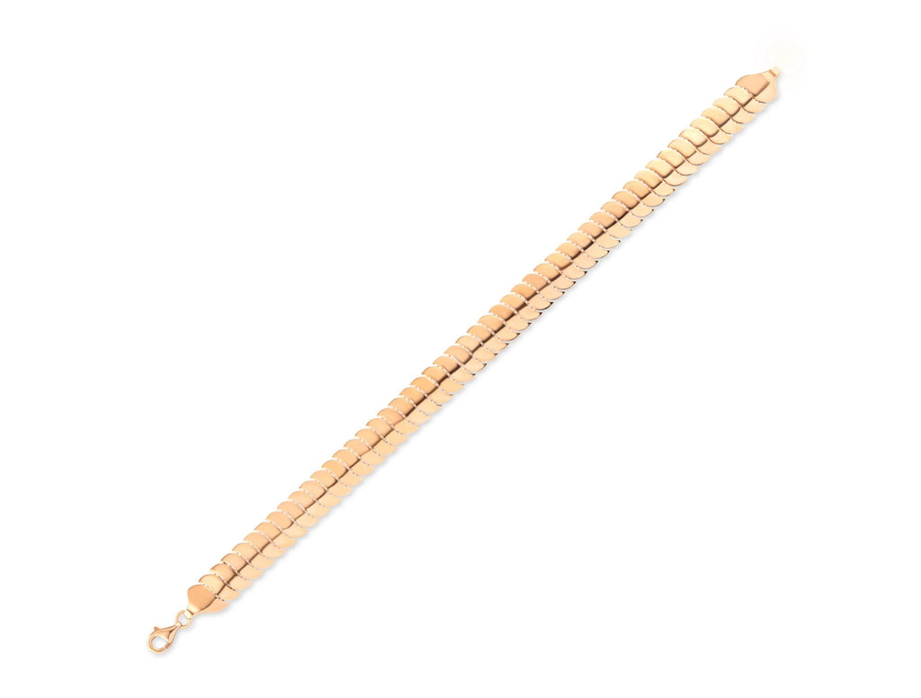 14K Solid Gold Wide Link Bracelet – Handmade Flat Chain Jewelry