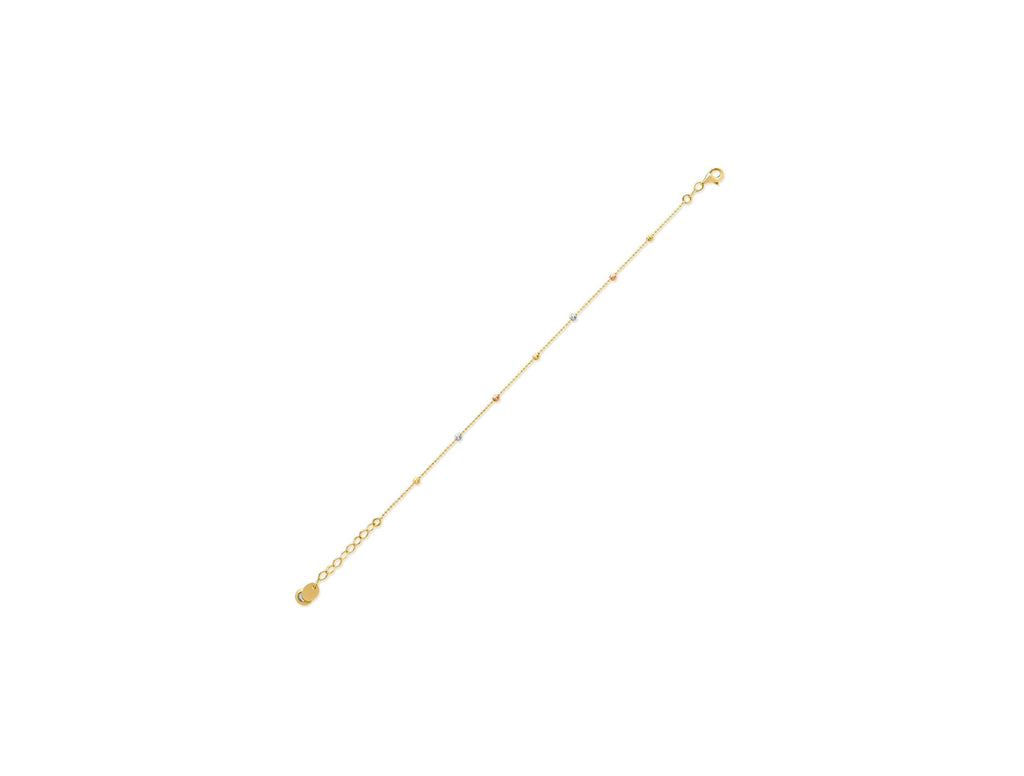 14K Solid Gold Beaded Chain Bracelet – Dainty Dorika Design Chain