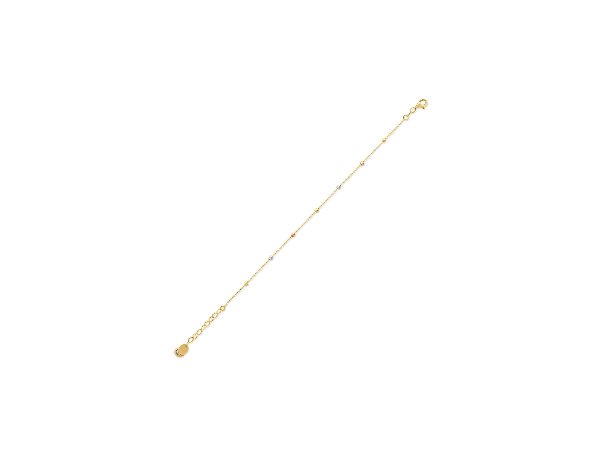 14K Solid Gold Beaded Chain Bracelet – Dainty Dorika Design Chain