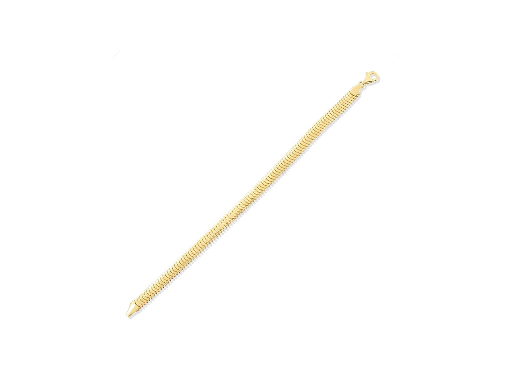 14K Solid Gold Herringbone Bracelet - Real Gold Flat Chain Bracelet