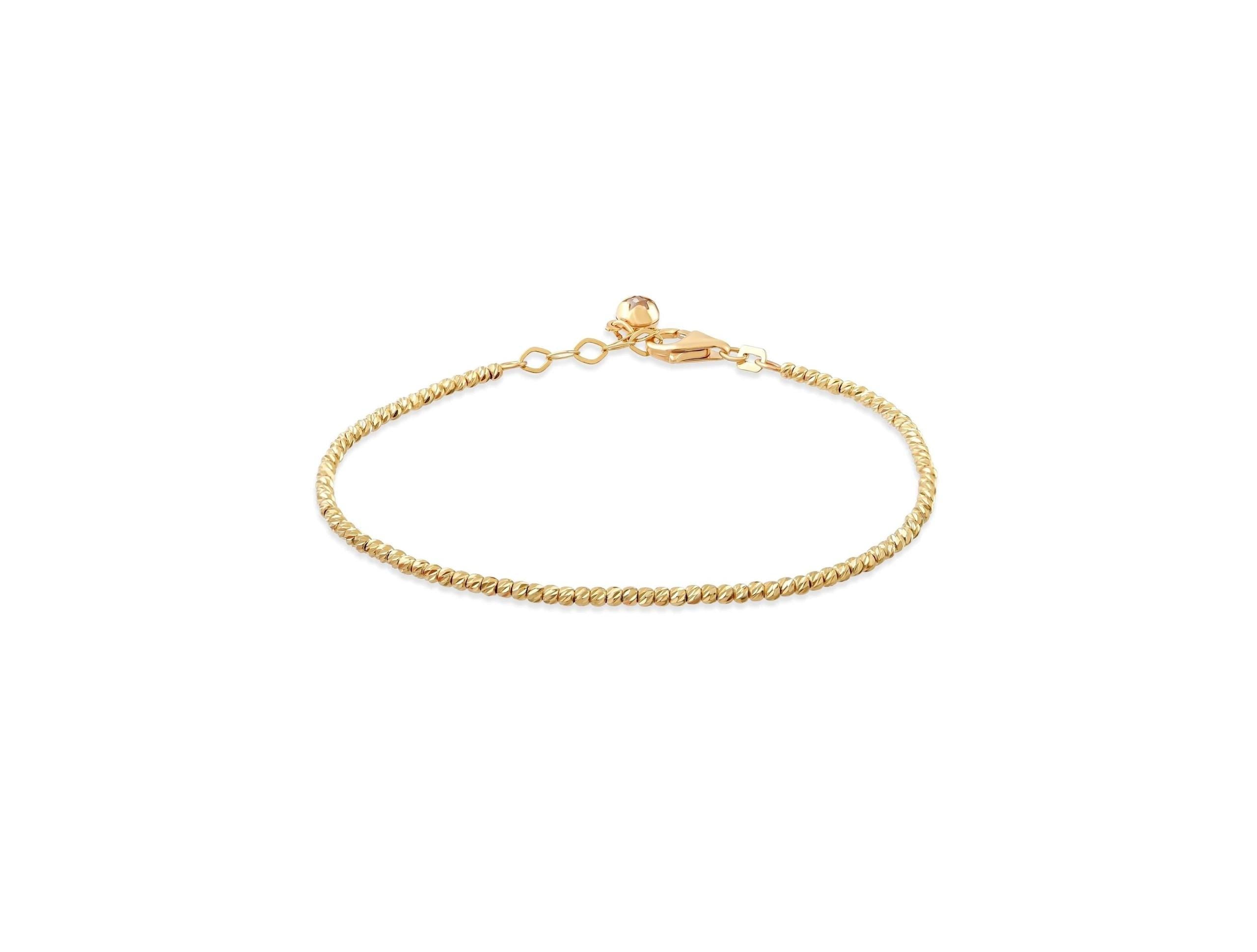14K Solid Gold Minimal Chain Bracelet - Elegant Handmade Everyday Gift