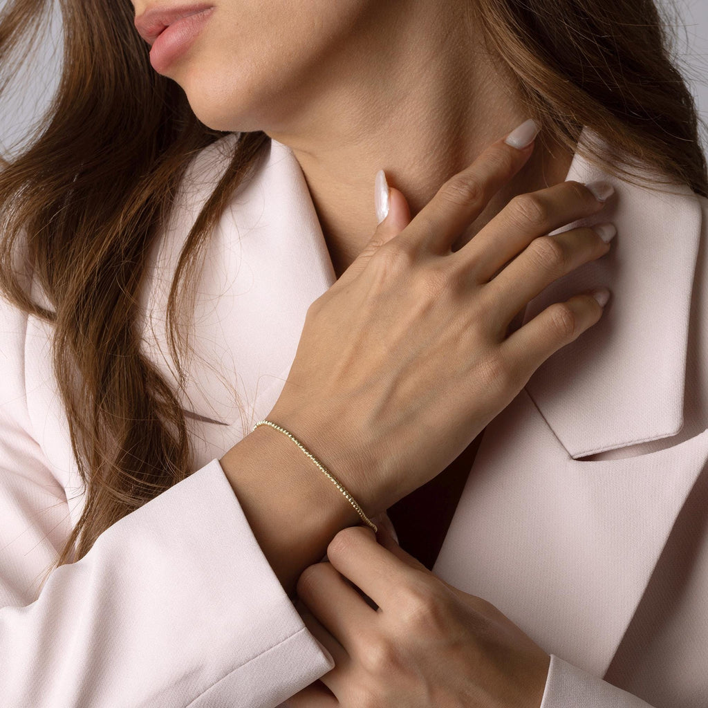 14K Solid Gold Minimal Chain Bracelet - Elegant Handmade Everyday Gift