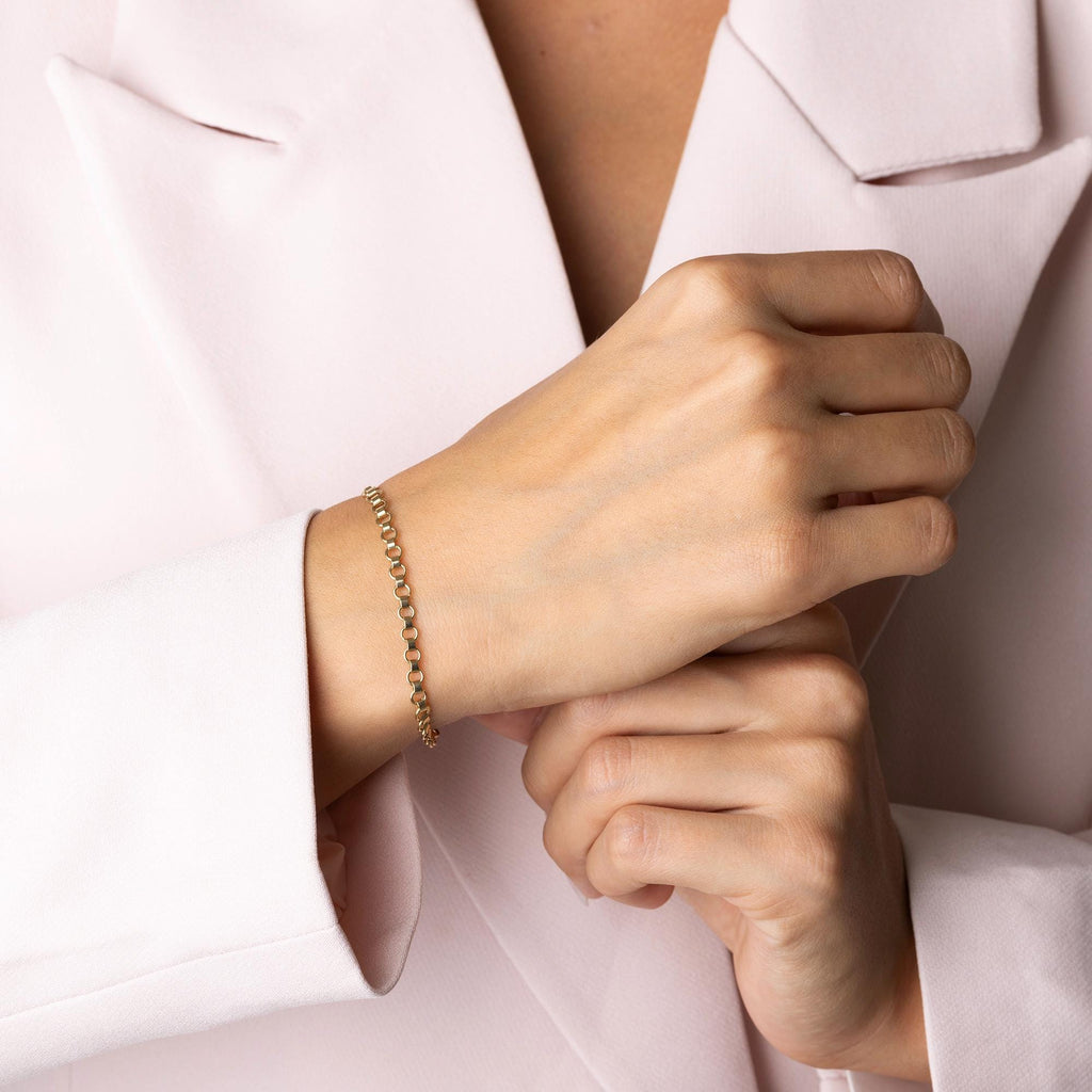 14K Solid Gold Box Chain Bracelet - Real Gold Minimalist Jewelry