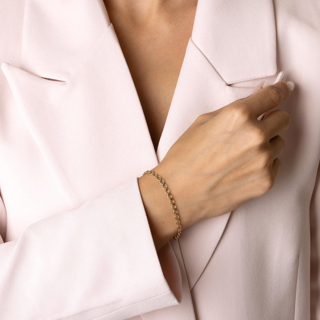 14K Solid Gold Box Chain Bracelet - Real Gold Minimalist Jewelry