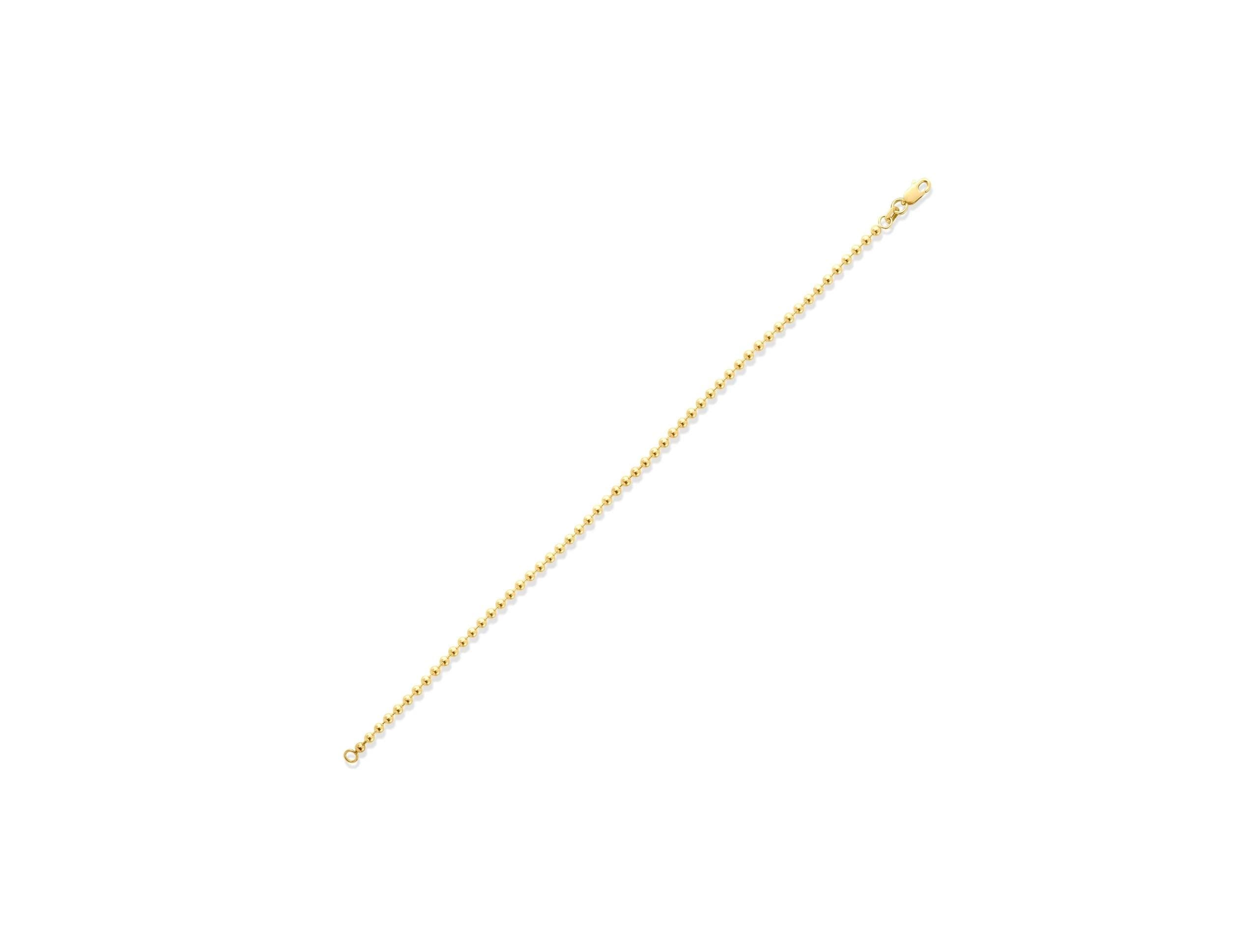 14K Solid Gold Beaded Bracelet - Dainty Gold Ball Chain Bracelet