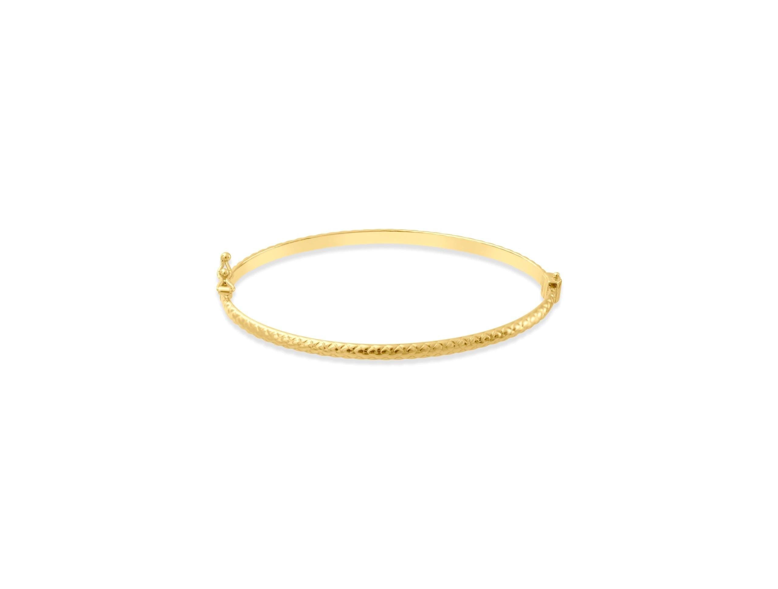 14K Solid Gold Twisted Bangle Bracelet – Handmade Real Gold Minimalist Jewelry