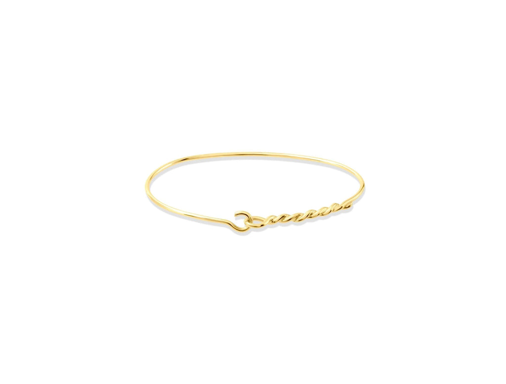14K Solid Gold Twisted Rope Bangle Bracelet – Handmade Real Gold Minimalist Jewelry
