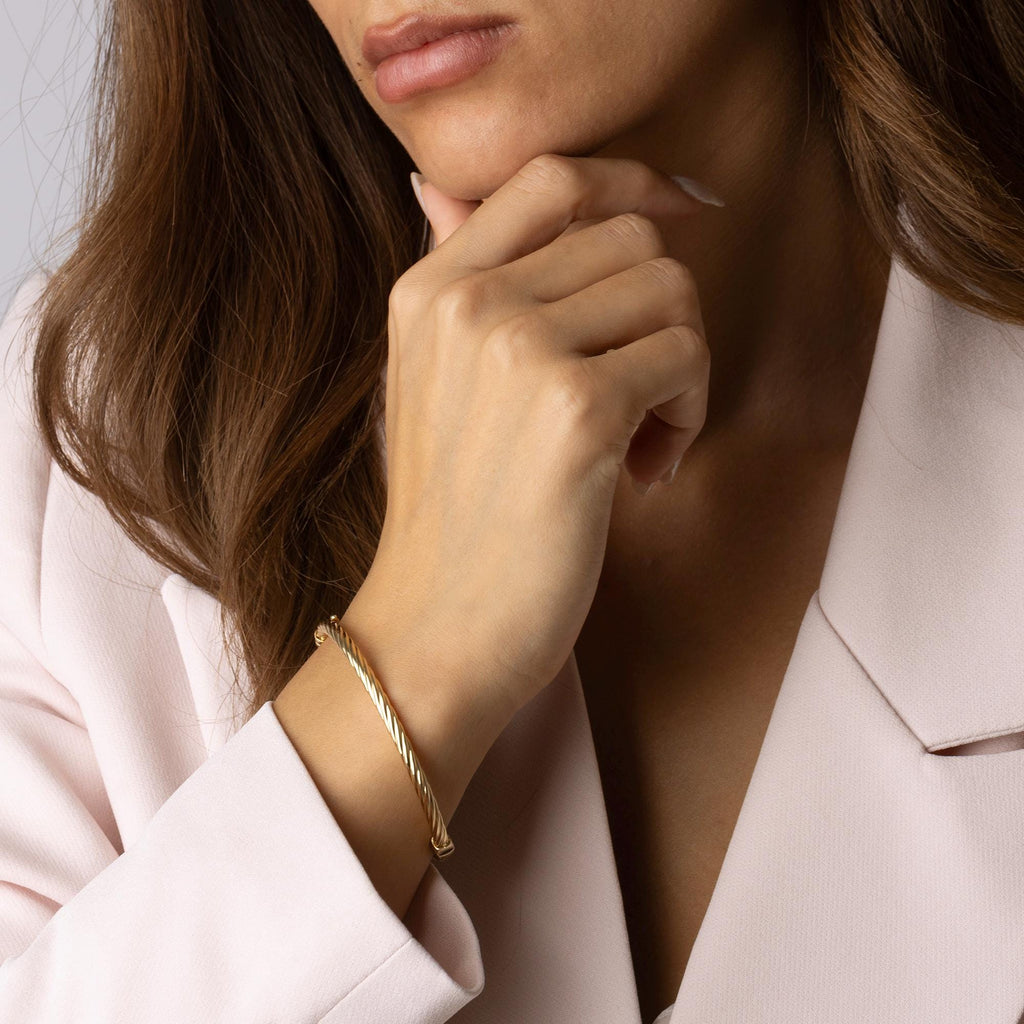 14K Solid Gold Rope Twist Bracelet – Real Gold Statement Jewelry