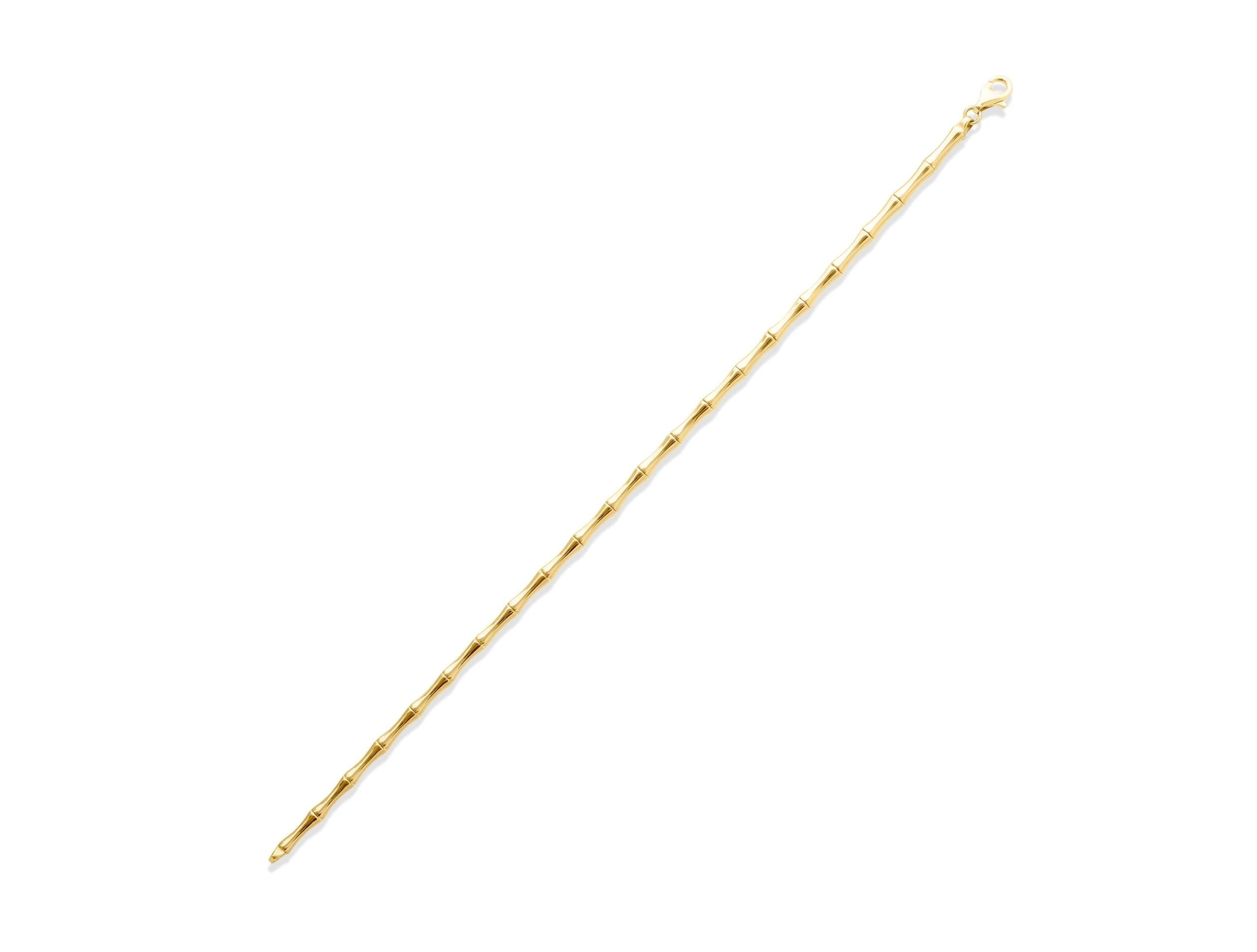 14K Solid Gold Bamboo Bracelet – Unique Textured Real Gold Jewelry