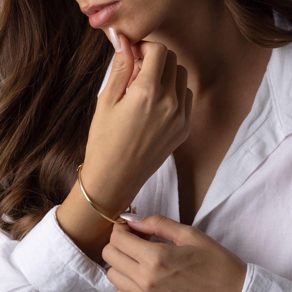 14K Solid Gold Bangle Bracelet – Minimalist Real Gold Jewelry