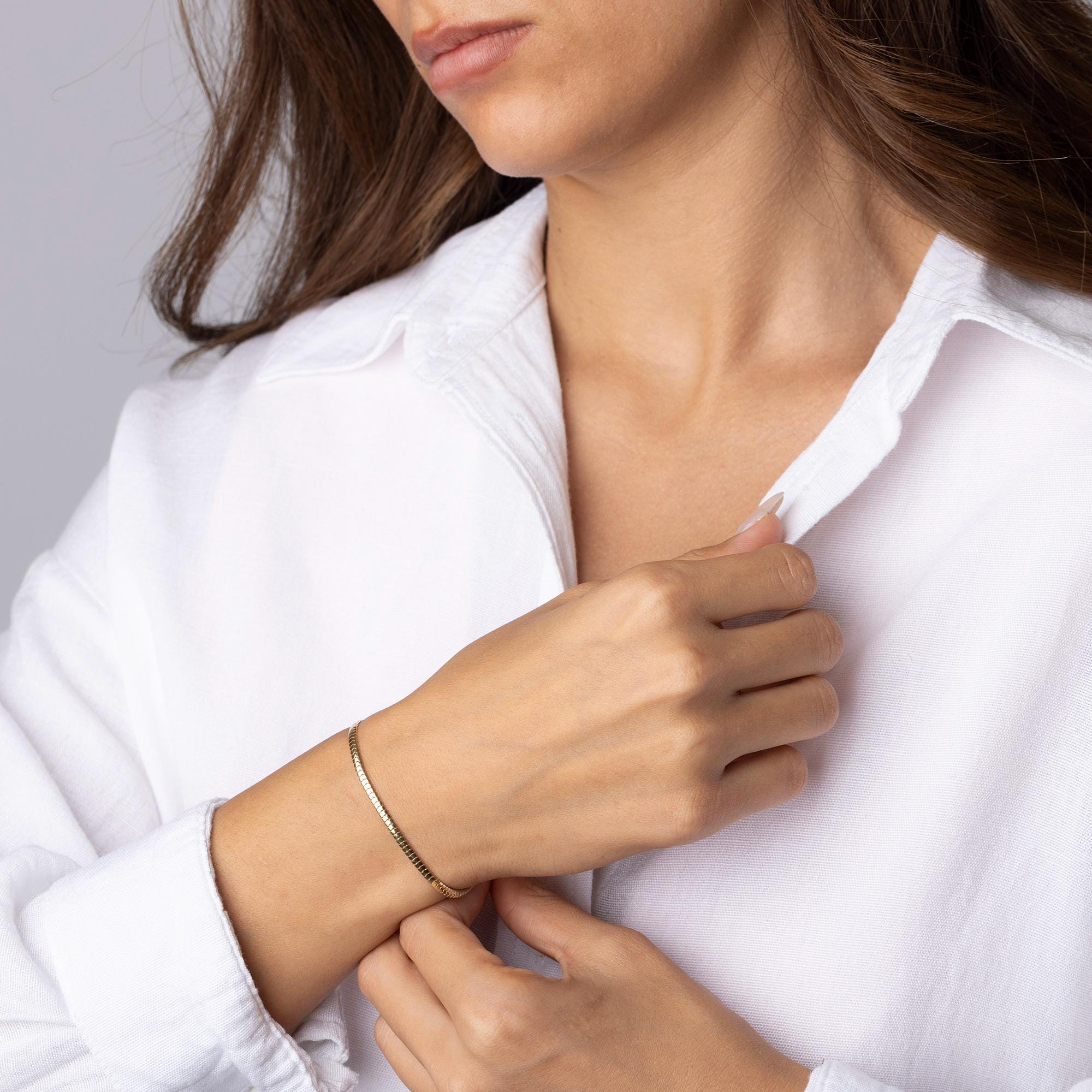 14K Solid Gold Box Chain Bracelet – Dainty Thin Real Gold Jewelry