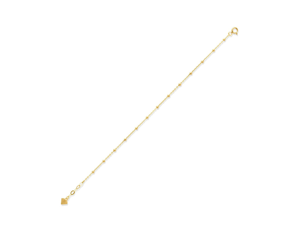 14K Solid Gold Beaded Chain Bracelet – Dainty Real Gold Jewelry