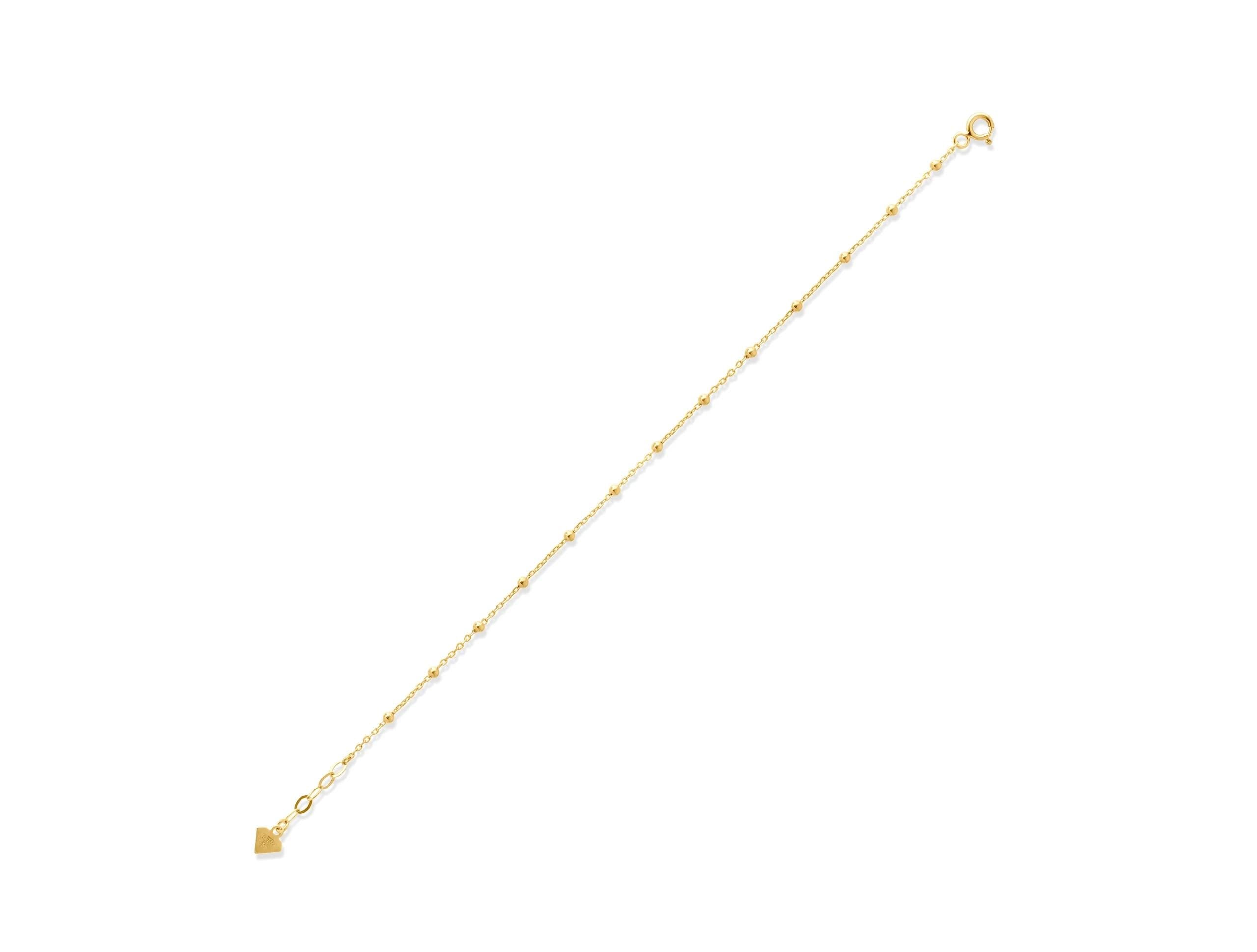 14K Solid Gold Beaded Chain Bracelet – Dainty Real Gold Jewelry