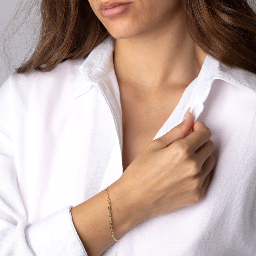 14K Solid Gold Link Bracelet – Minimalist Elegant Bracelet