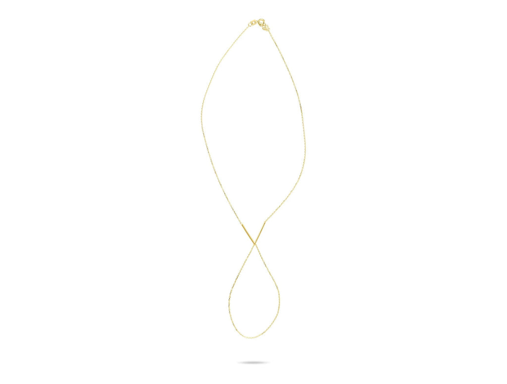 14K Solid Gold Hand Chain Bracelet - Dainty Geometric Bar Slave Bracelet