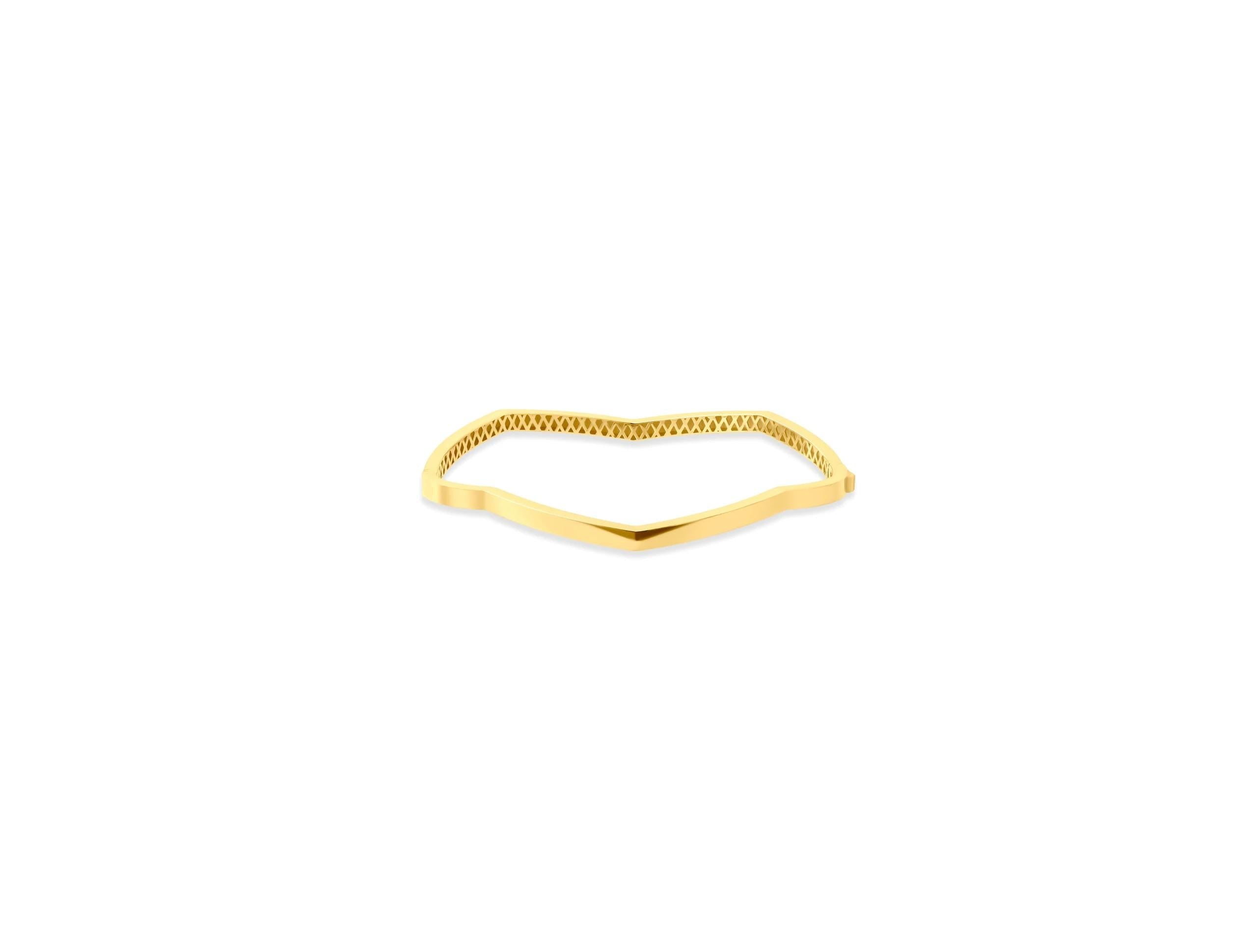 14K Solid Gold Wavy Bangle Bracelet - Minimalist Cuff Bracelet