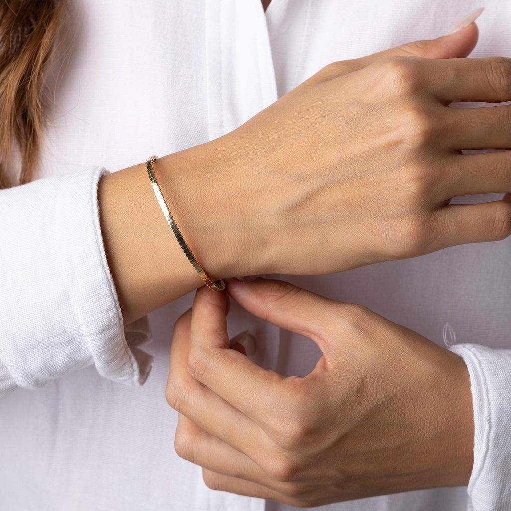 14K Solid Gold Square Link Bracelet – Dainty Real Gold Jewelry