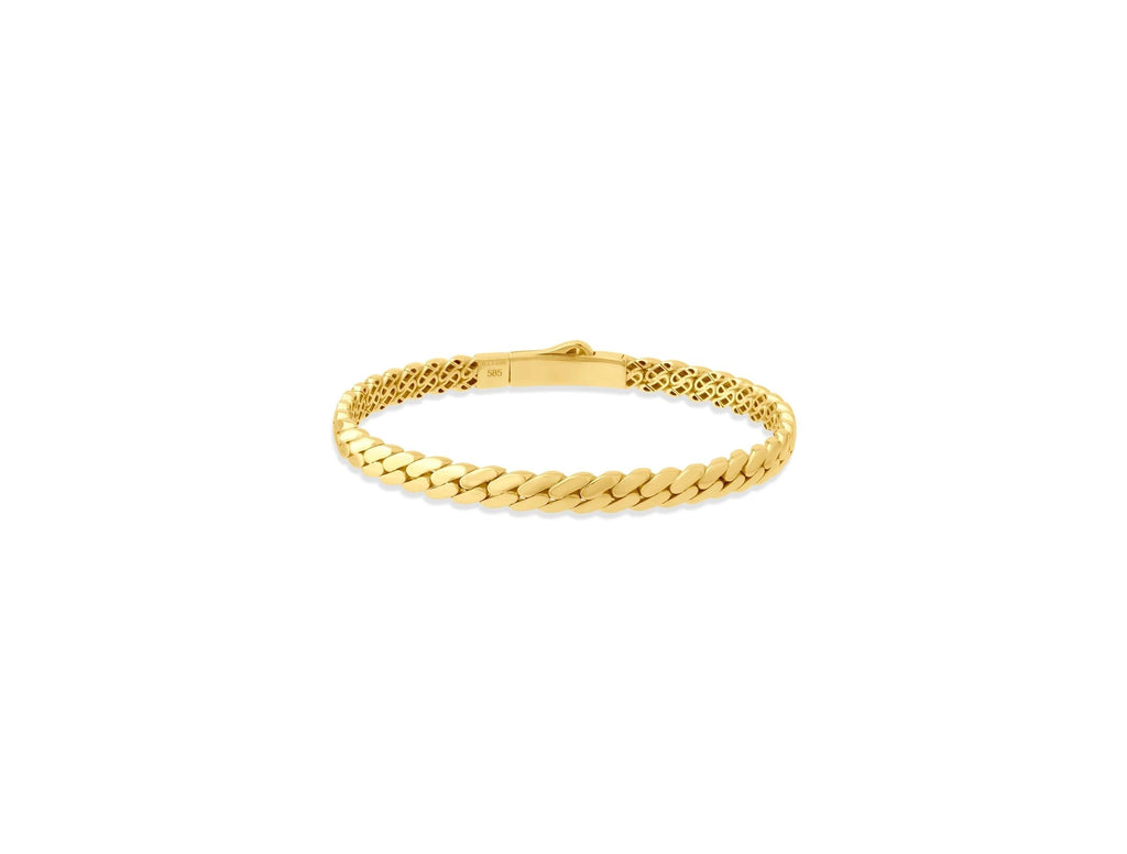 14K Solid Gold Flat Curb Bracelet – Bold Real Gold Jewelry for Women