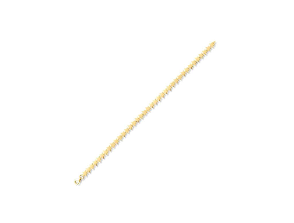 14K Solid Gold Star Link Bracelet for Women - Real Gold Dainty Chain Jewelry