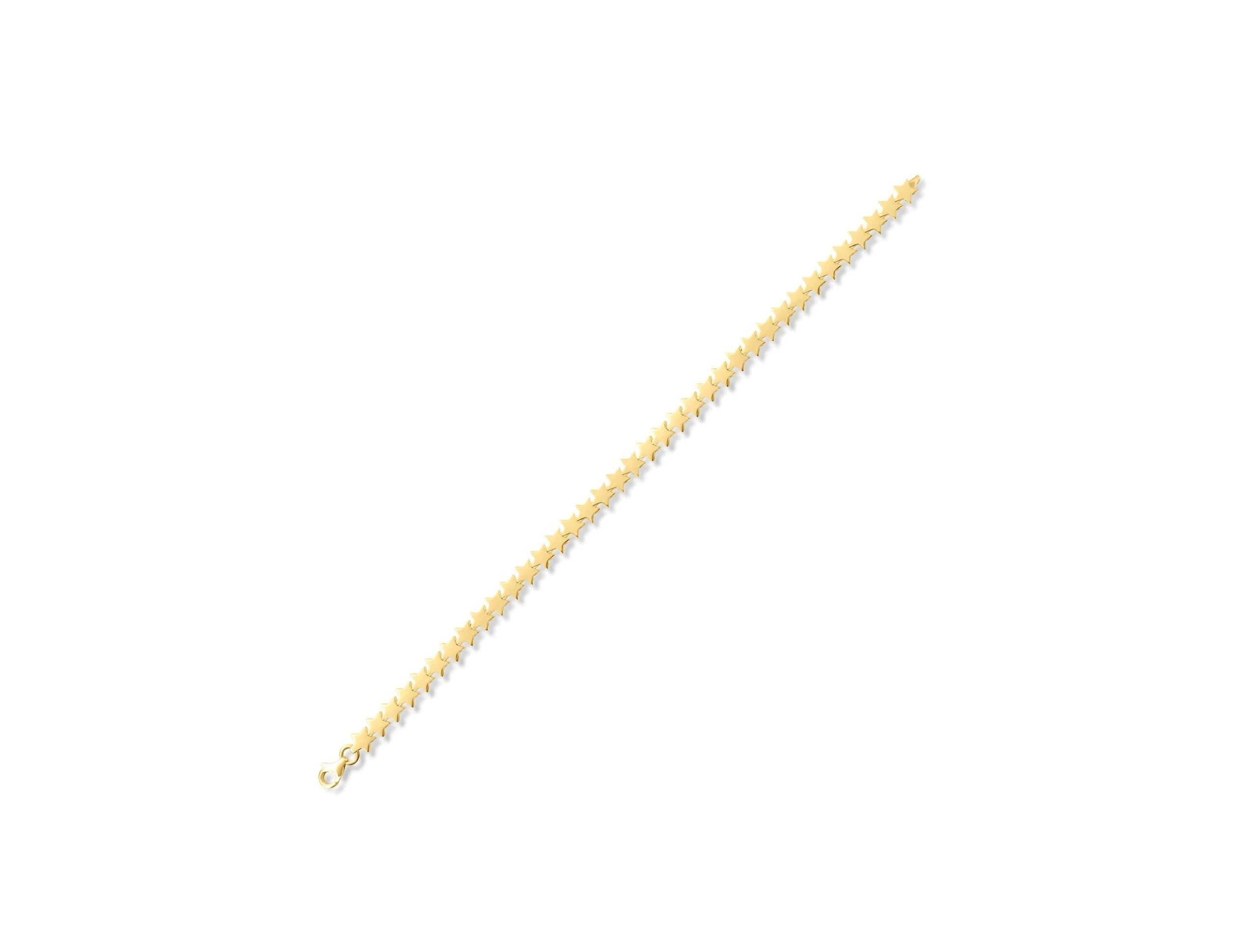 14K Solid Gold Star Link Bracelet for Women - Real Gold Dainty Chain Jewelry
