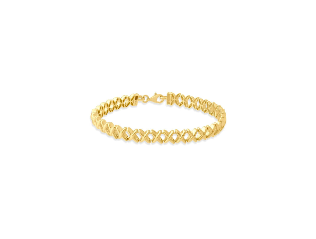 14K Solid Gold Geometric Link Bracelet – Elegant Chunky Chain Bracelet