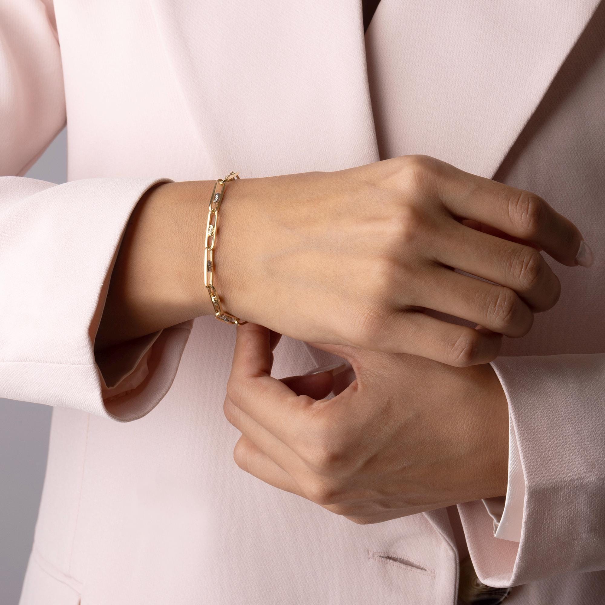 14K Solid Gold Link Chain Bracelet –  Minimalist Everyday Bracelet