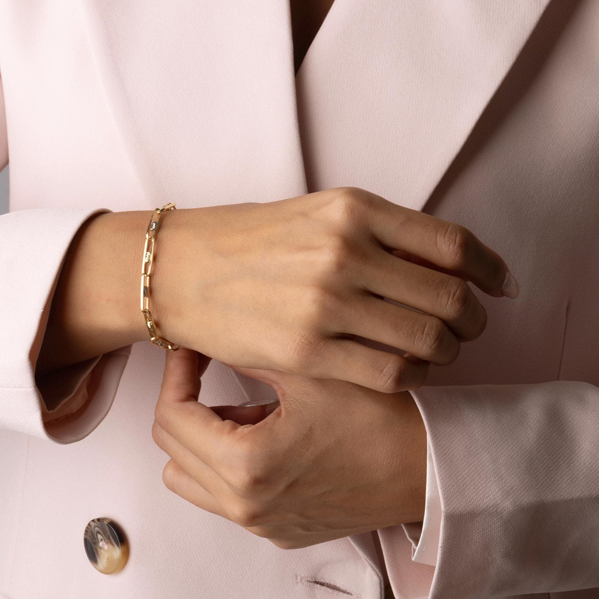 14K Solid Gold Link Chain Bracelet –  Minimalist Everyday Bracelet