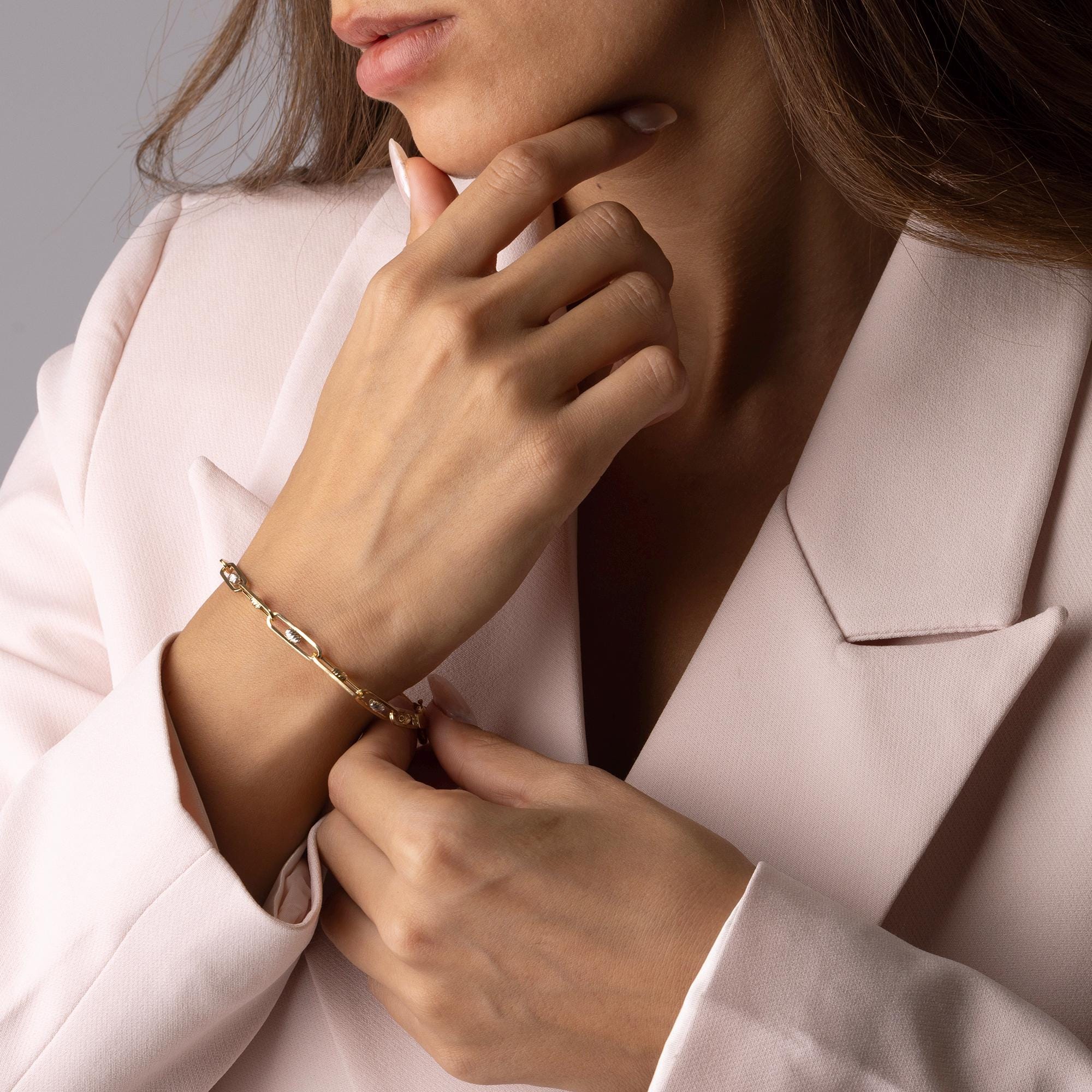 14K Solid Gold Link Chain Bracelet –  Minimalist Everyday Bracelet