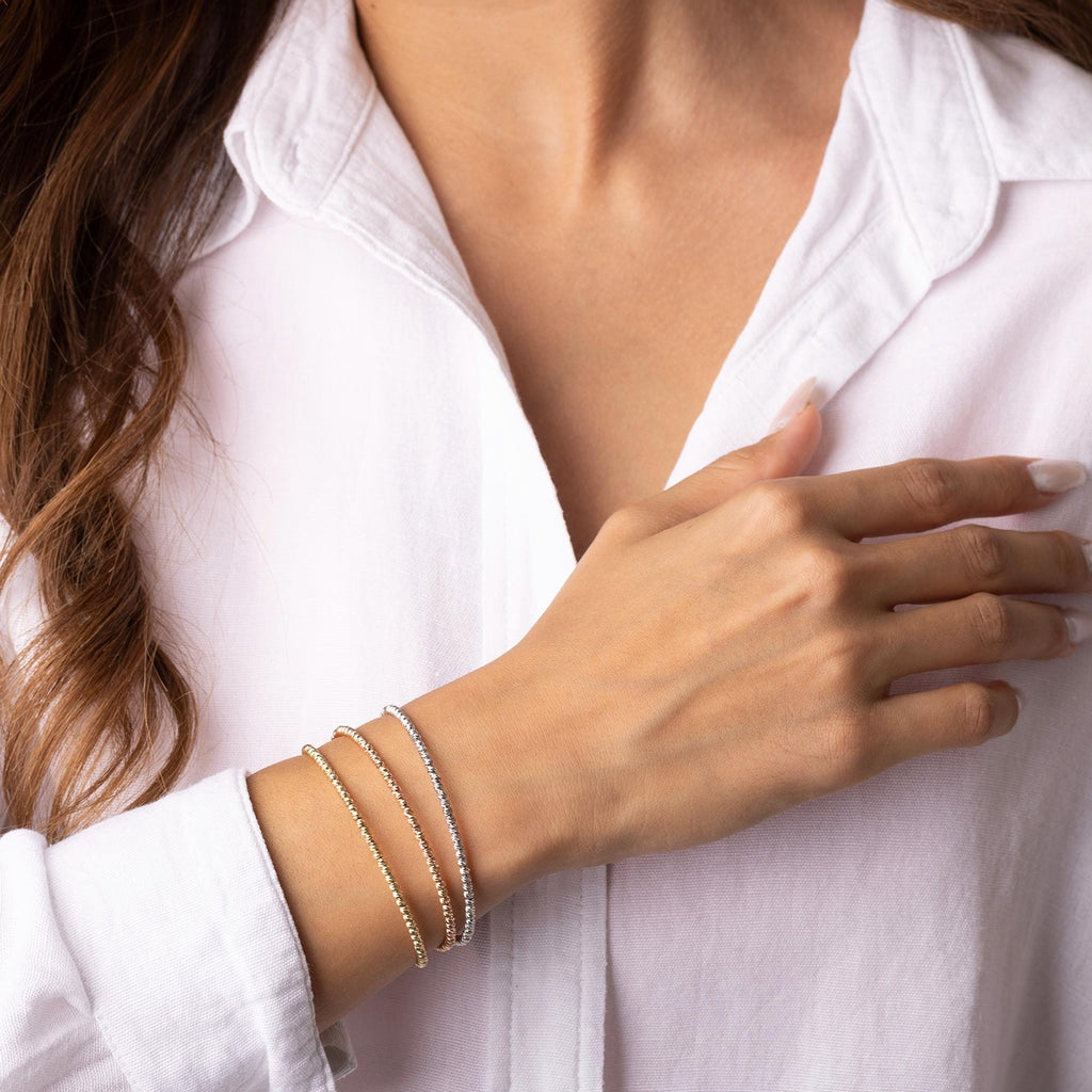 14K Solid White Gold Diamond Tennis Bracelet – Elegant Real Gold Jewelry