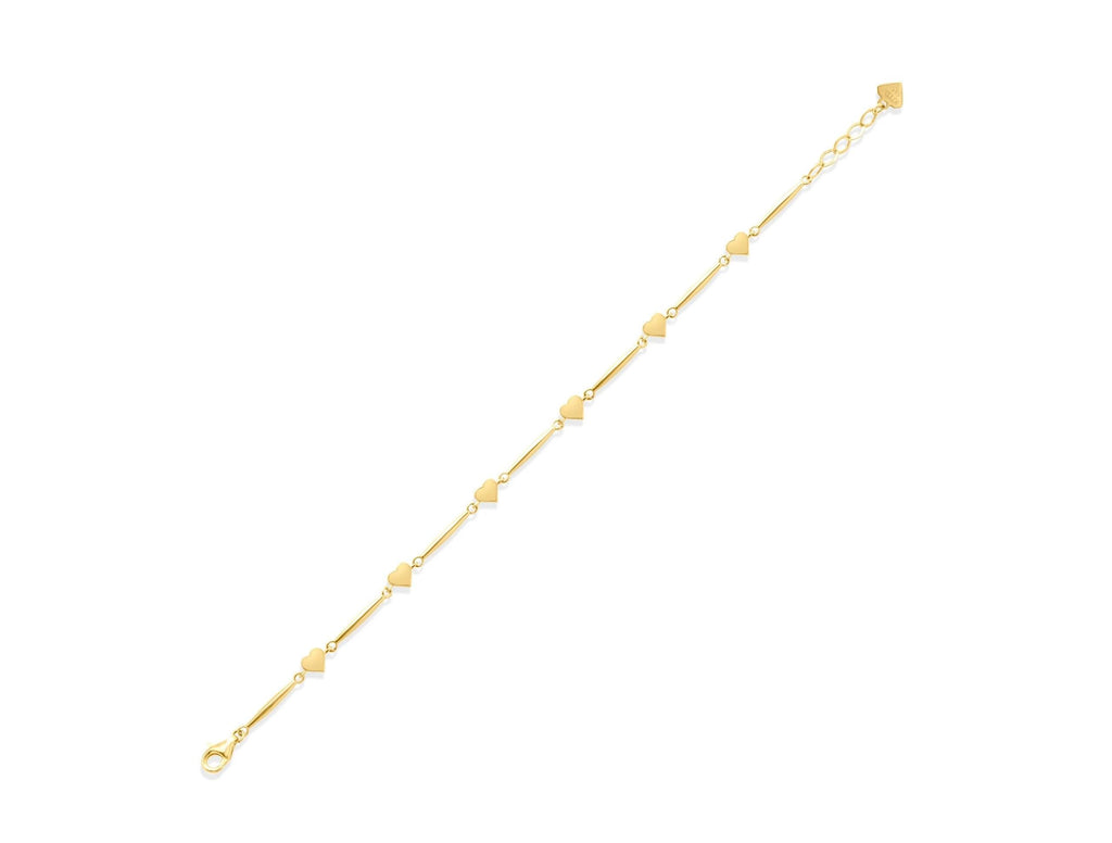 14K Solid Gold Heart Link Bracelet – Real Gold Dainty Chain Jewelry