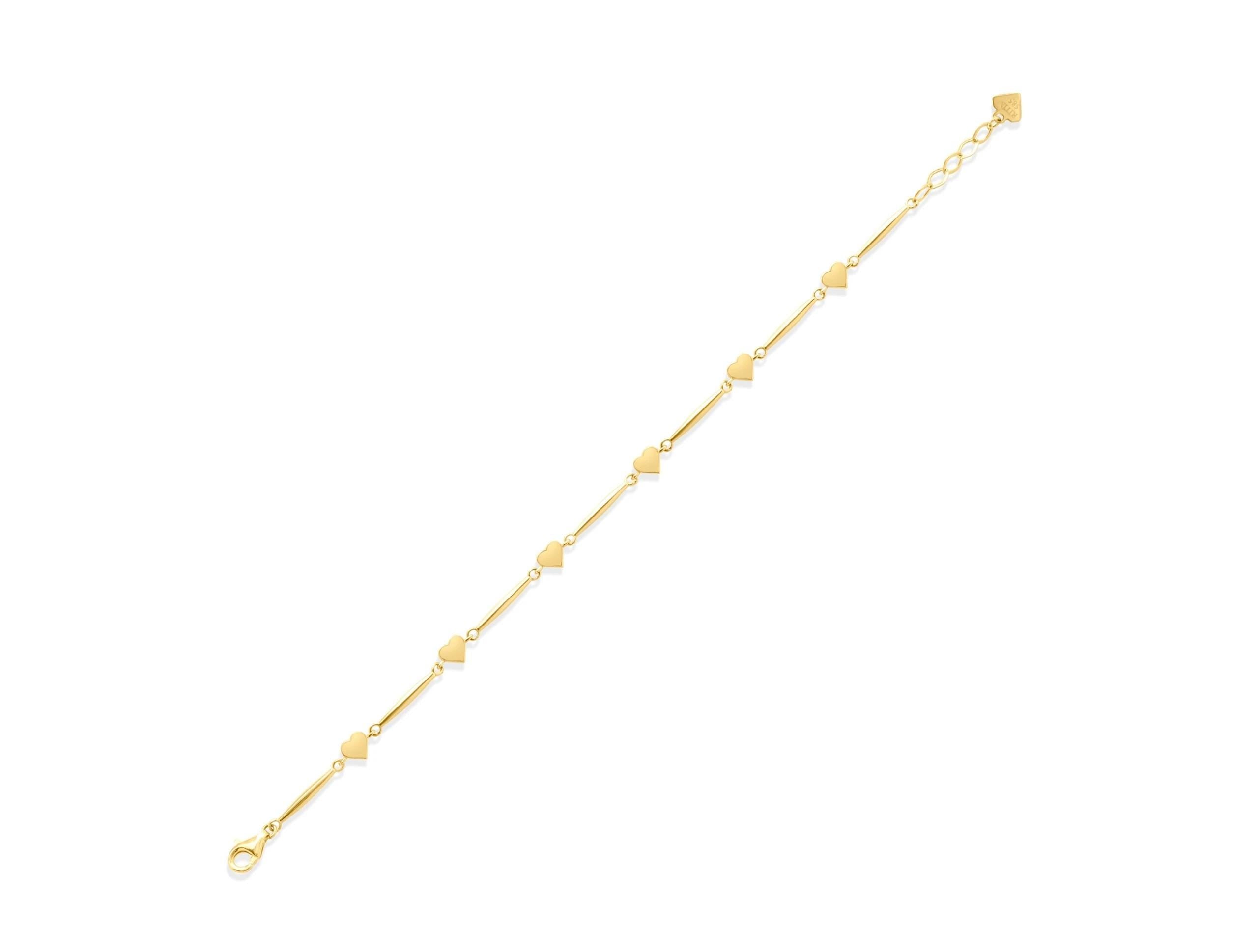14K Solid Gold Heart Link Bracelet – Real Gold Dainty Chain Jewelry