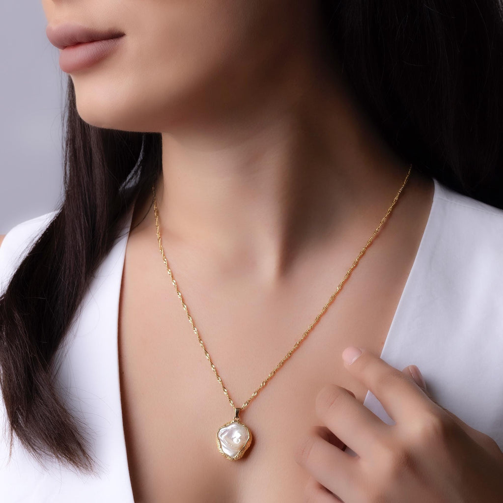 Baroque Pearl Pendant Necklace - Handmade Natural Pearl Jewelry