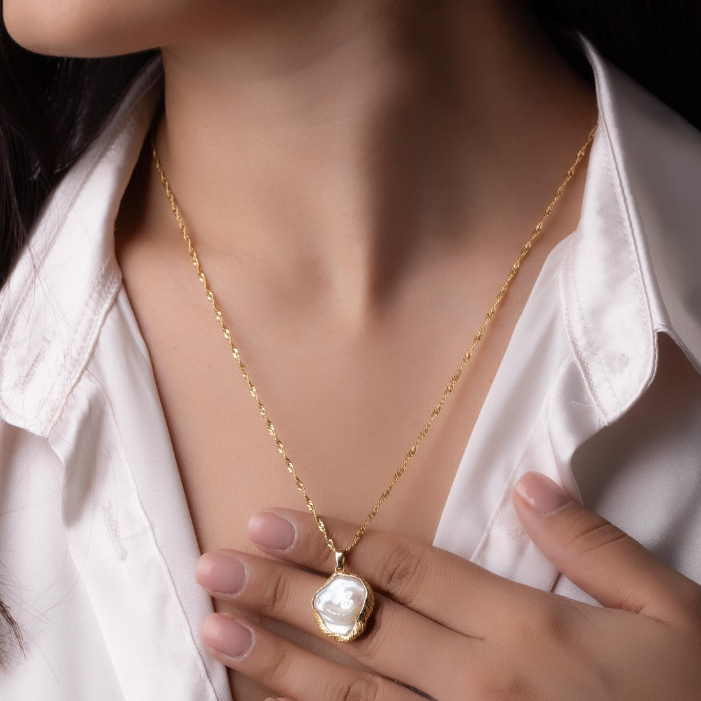 Baroque Pearl Pendant Necklace - Handmade Natural Pearl Jewelry