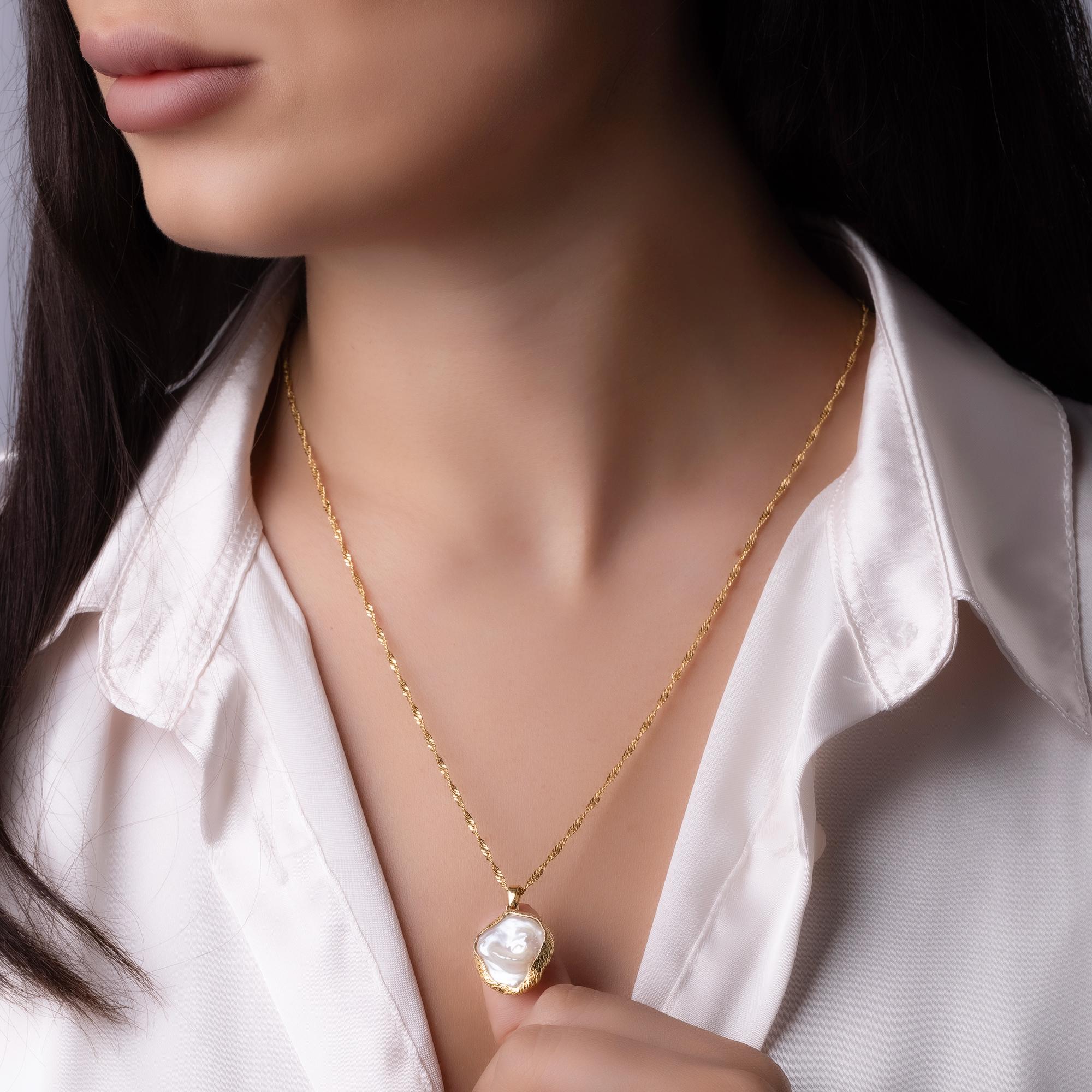 Baroque Pearl Pendant Necklace - Handmade Natural Pearl Jewelry