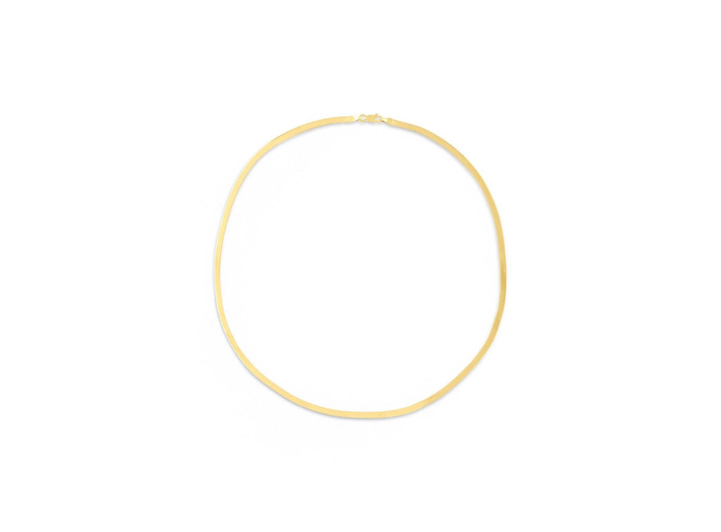14K Gold Herringbone Necklace - Minimalist Gold Choker Necklace