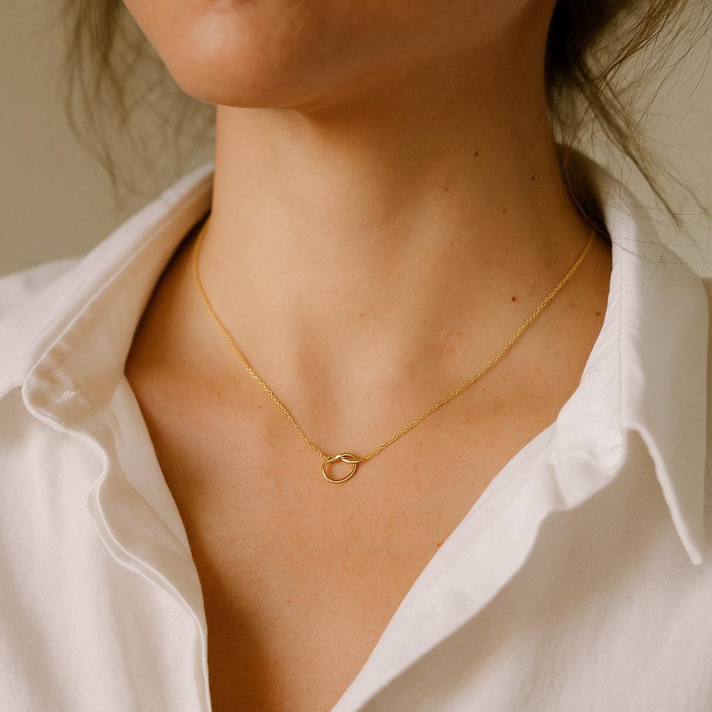14K Solid Gold Knot Necklace - Real Gold Infinity Pendant