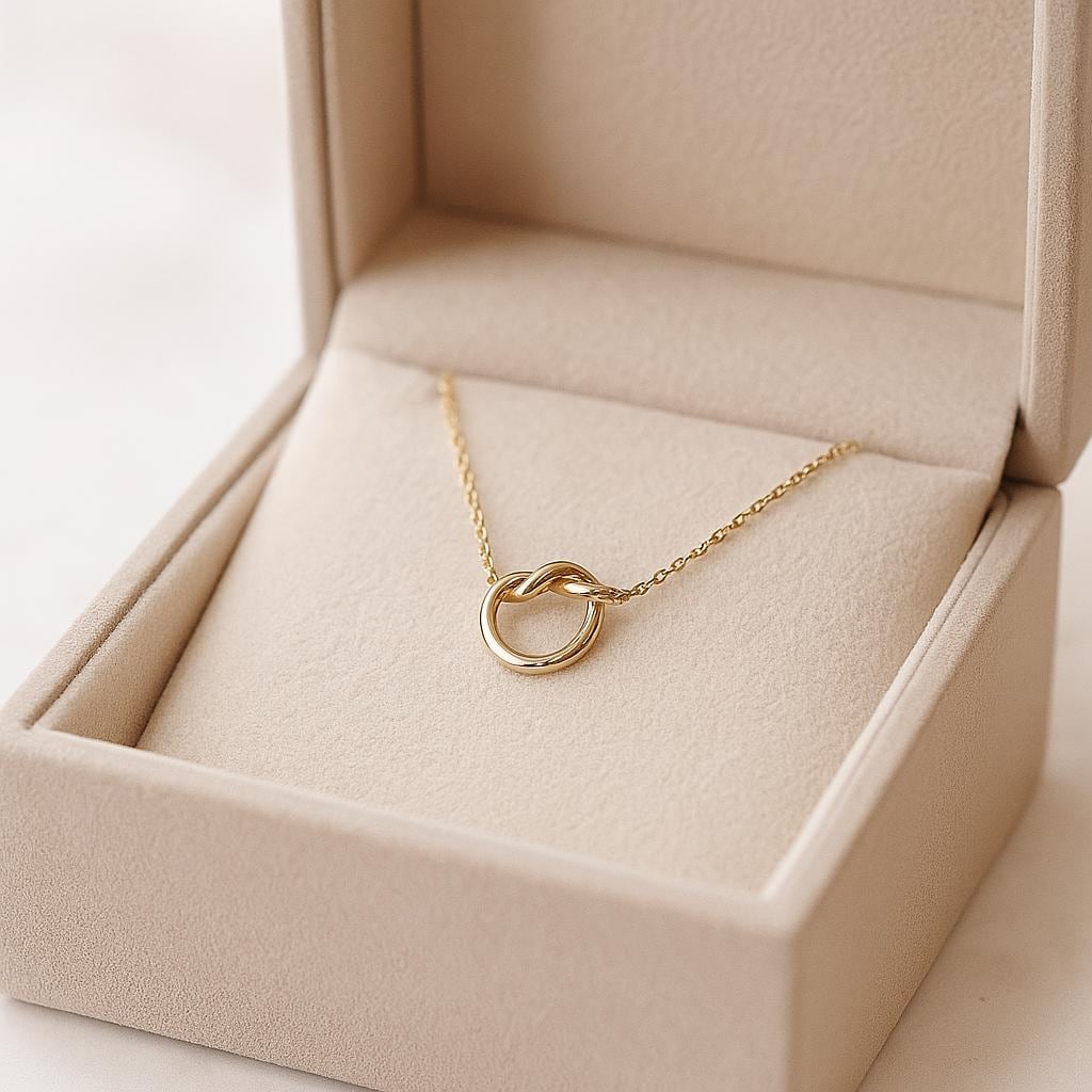 14K Solid Gold Knot Necklace - Real Gold Infinity Pendant