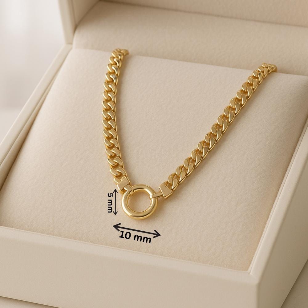 14K Solid Gold Chunky Chain Necklace, Real Gold Bold Statement Necklace, Elegant Modern Jewelry, Luxury Gift for Her