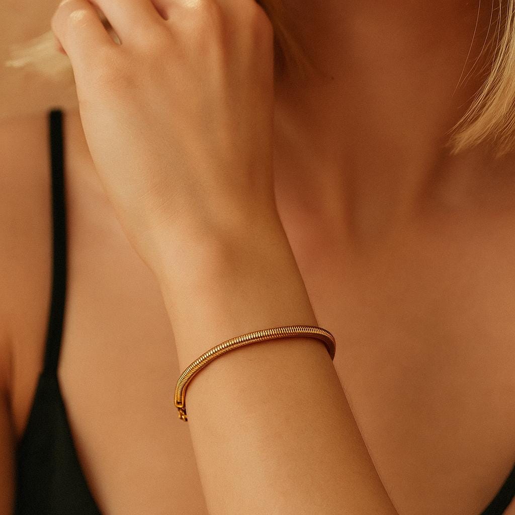 14K Solid Gold Snake Chain Bracelet - Everyday Luxury Gift