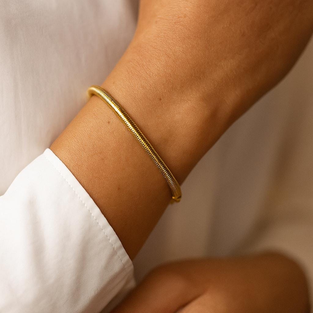 14K Solid Gold Snake Chain Bracelet - Everyday Luxury Gift