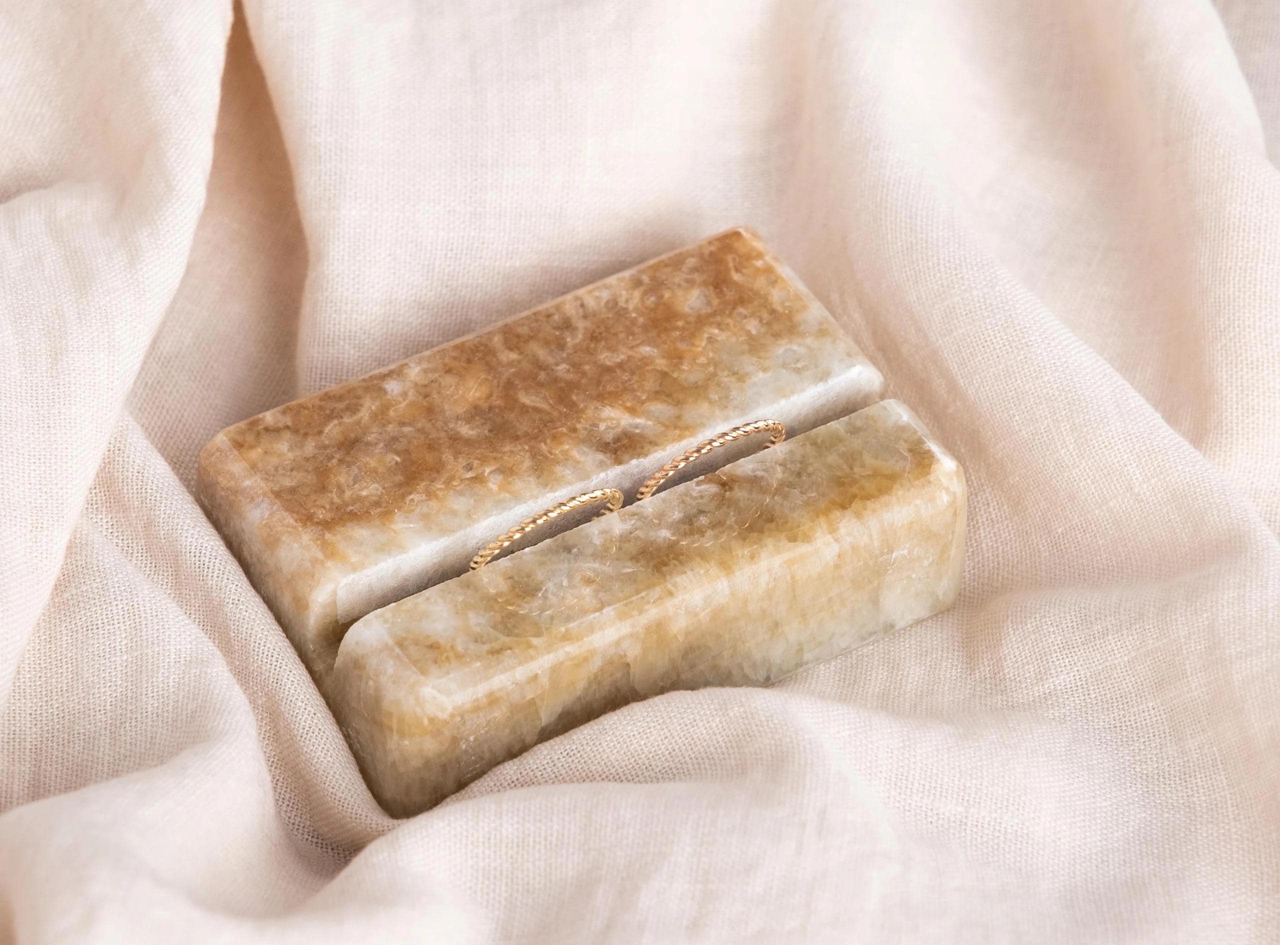 14K Solid Gold Twisted Ring - Real Gold Dainty Stackable Band