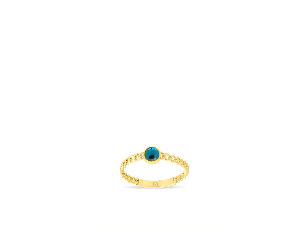 14K Solid Gold Evil Eye Ring - Real Gold Blue Enamel Eye Jewelry