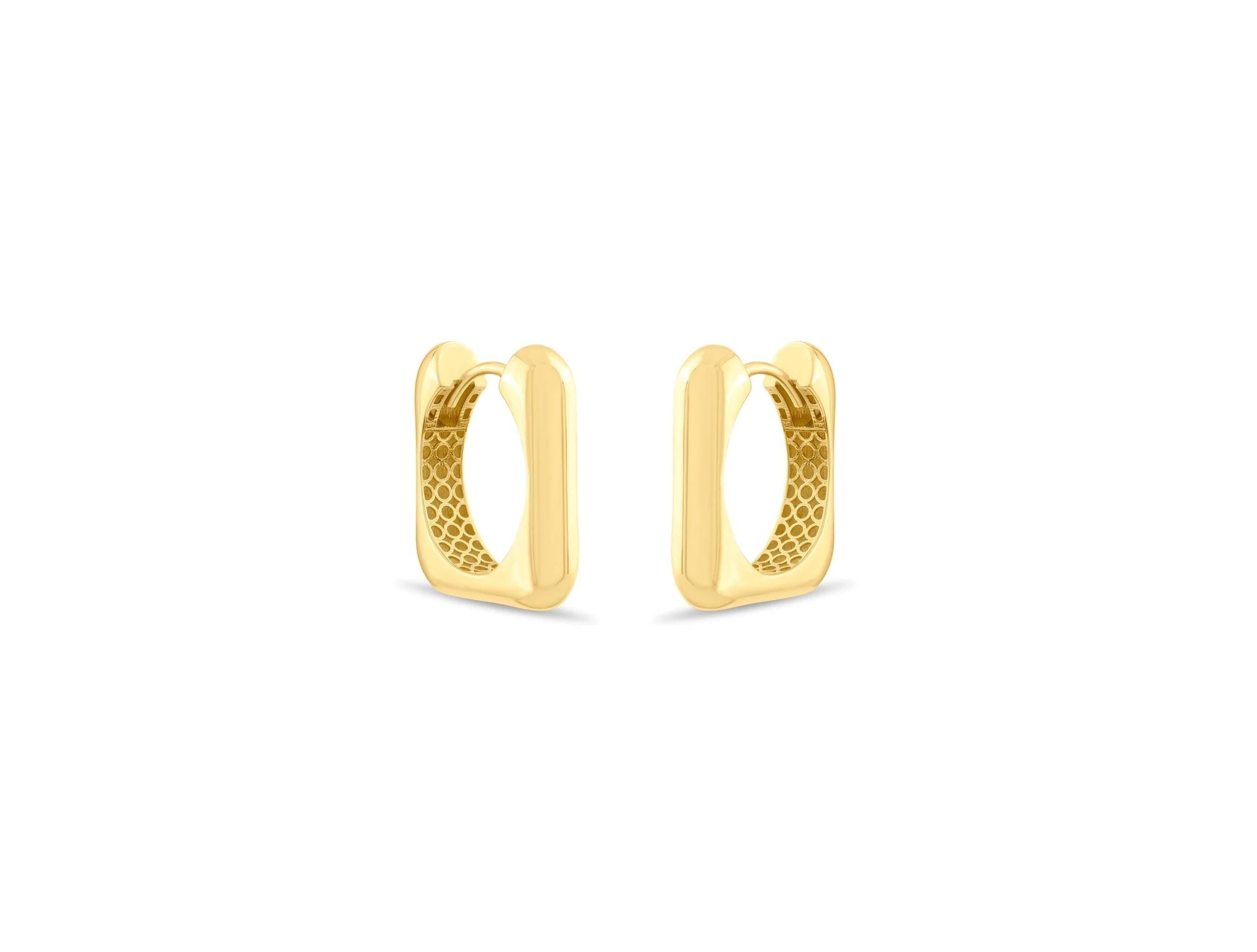 14K Solid Gold Bold Hoop Earrings - Geometric Real Gold Earrings