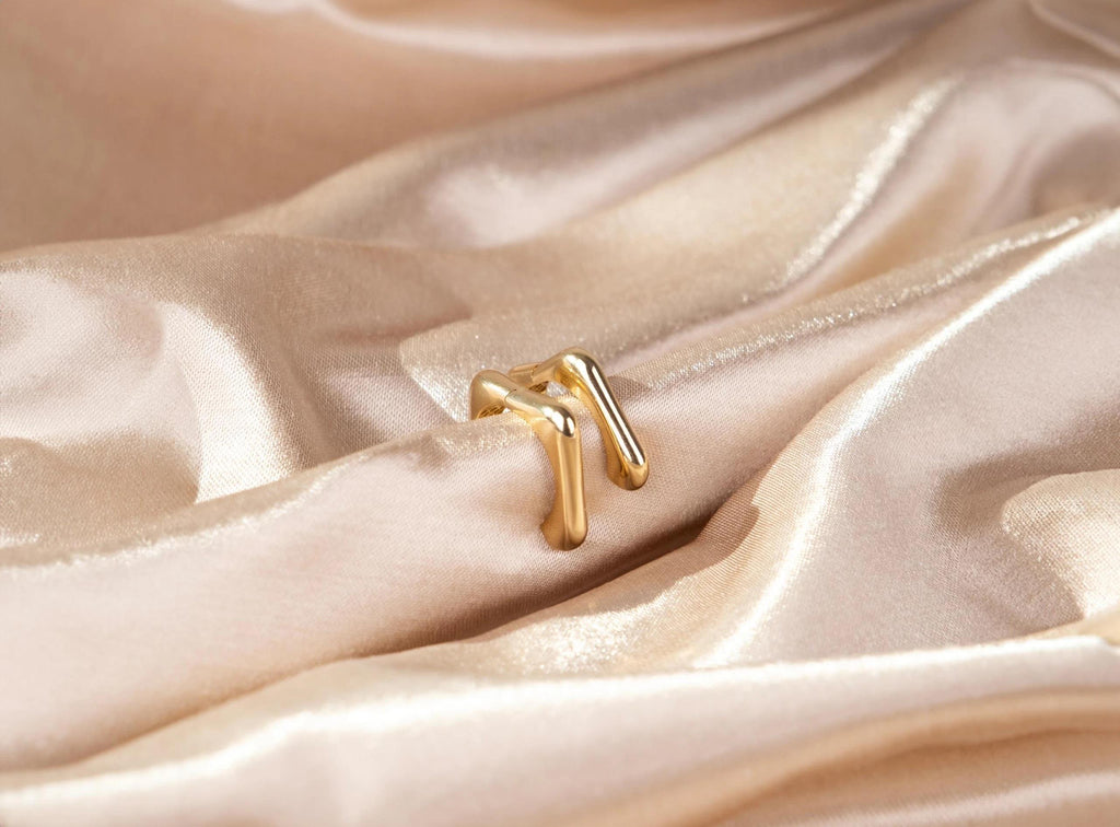 14K Solid Gold Bold Hoop Earrings - Geometric Real Gold Earrings