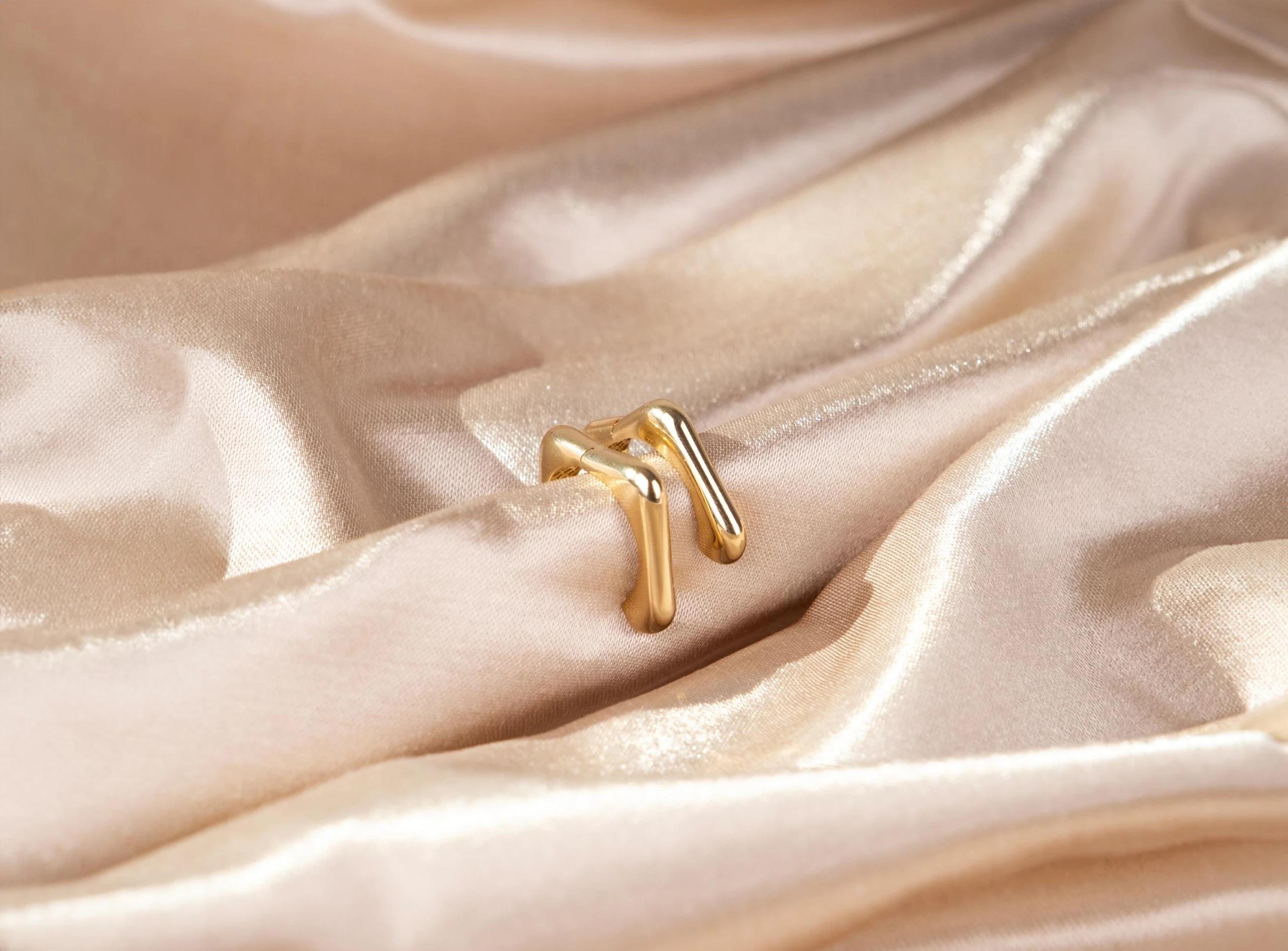 14K Solid Gold Bold Hoop Earrings - Geometric Real Gold Earrings