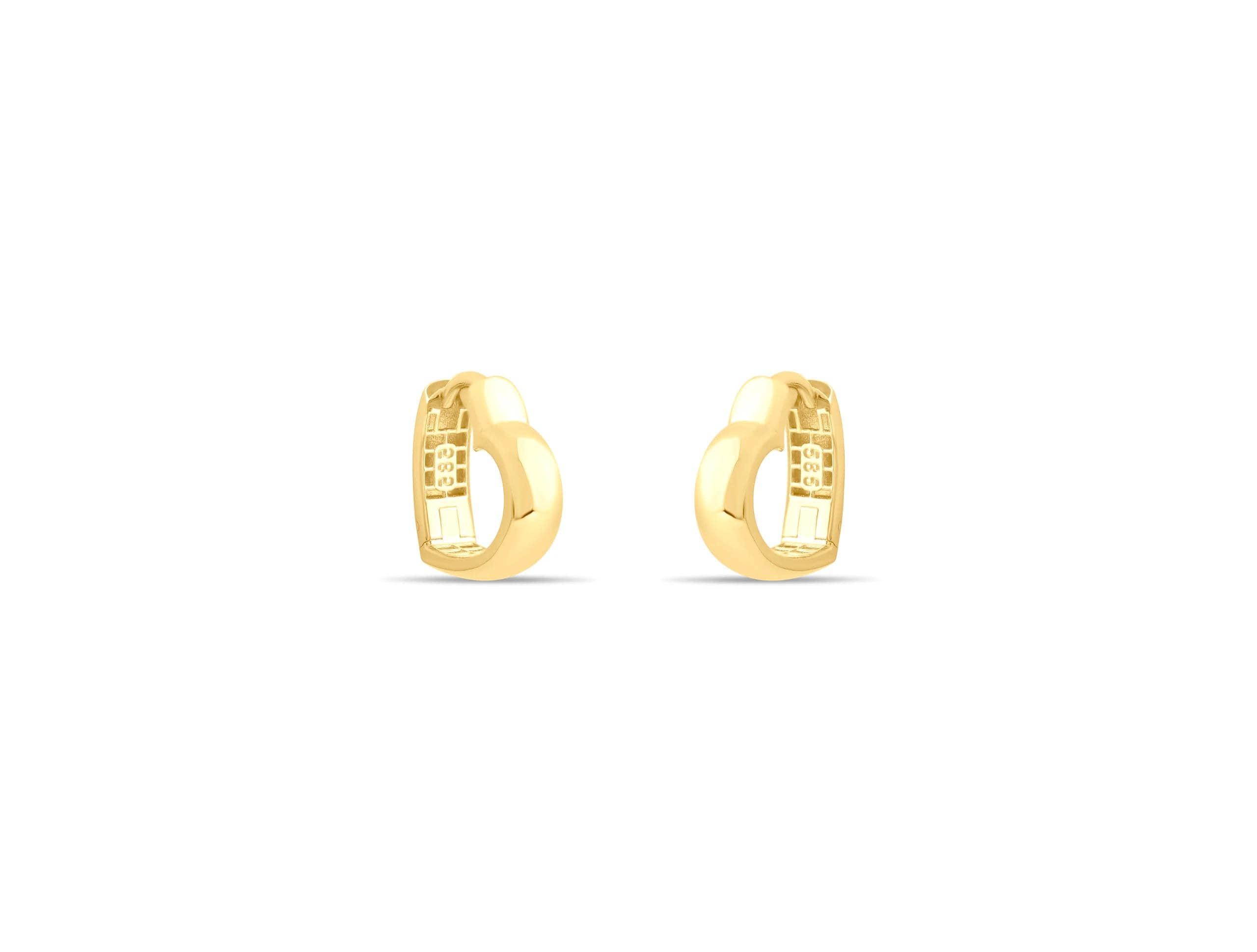 14K Solid Gold Bold Hoop Earrings - Thick Real Gold Earrings for Women