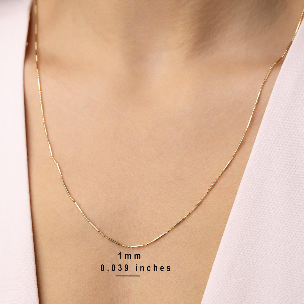 14K Solid Gold Chain Necklace - Everyday Minimalist Jewelry - Layering Gold Necklace