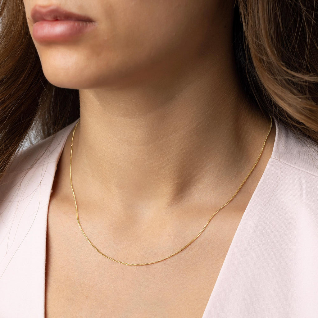 14K Solid Gold Thin Chain Necklace - Real Gold Dainty Chain